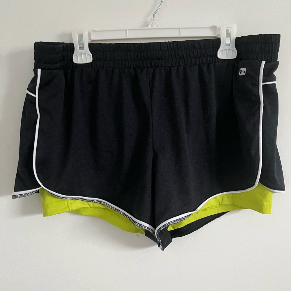 Black and Green Lined Athletic Running Shorts